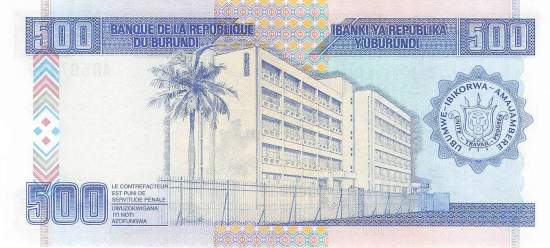 Burundi p38a 500 Francs 1997